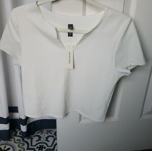 Francesca's Collections White Ribbed Crop Top